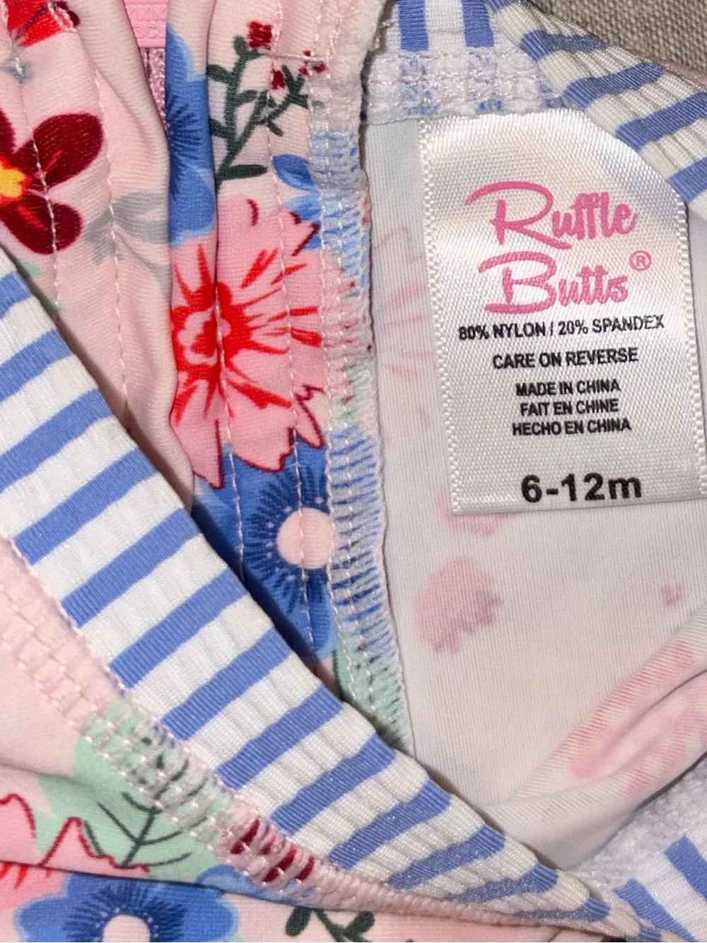 Ruffle Butts Pink Floral Long-Sleeve One-Piece
